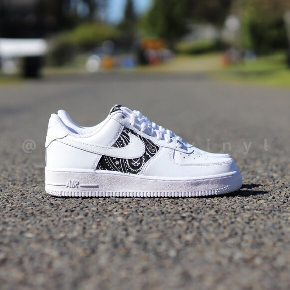 Nike Air Force 1 Low Black Bandana Custom NWT - Picture 1 of 9